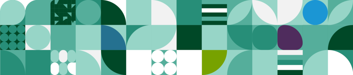 Nigel Hoare / unsplash Abstrakte Grafik mit geometrischen Formen in Grün- und Blautönen.