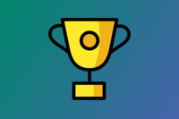 graphical image of a trophy, background in KIT colours green-blue